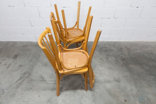 Juego de 4 sillas de bistró Baumann, modelo 153, estampado 1981