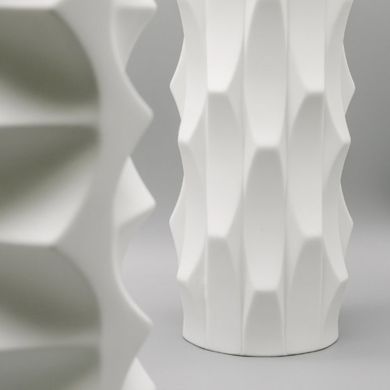 Image 1 of HUTSCHENREUTHER Biskuitporzellan ARCHAIS Vase TRIO Heinrich FUCHS Op Art Retro