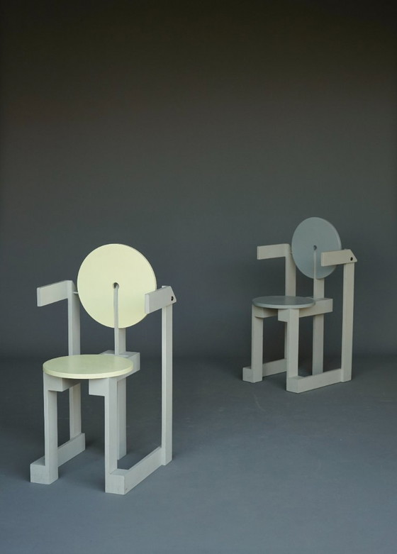 Image 1 of Rare pair of 'Plakhout' side chairs by Henk Lampe, 1979