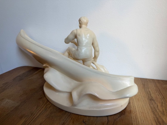 Jihokera Bechyne Sculpture Céramique Canoéiste Tchécoslovaquie 50 cm – Ceramic (photo 8 of 10)