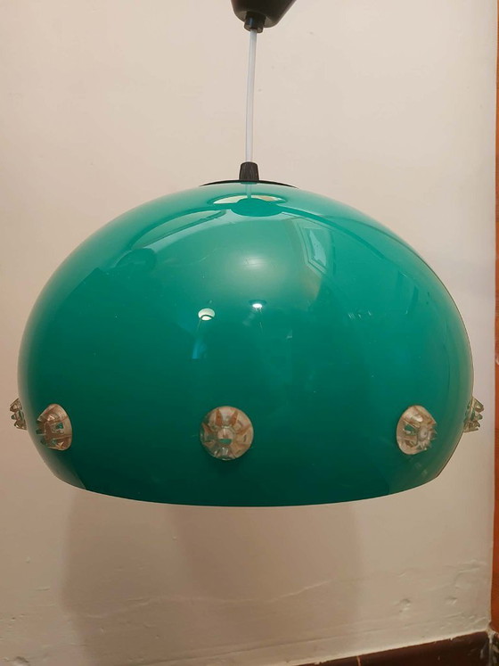 Image 1 of Lampada a sospensione verde in stile Space Age, lampada a forma di UFO, anni '70