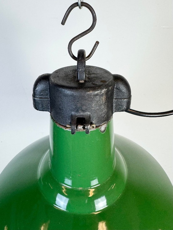 Image 1 of Industrial Green Enamel Factory Pendant Lamp, 1960s