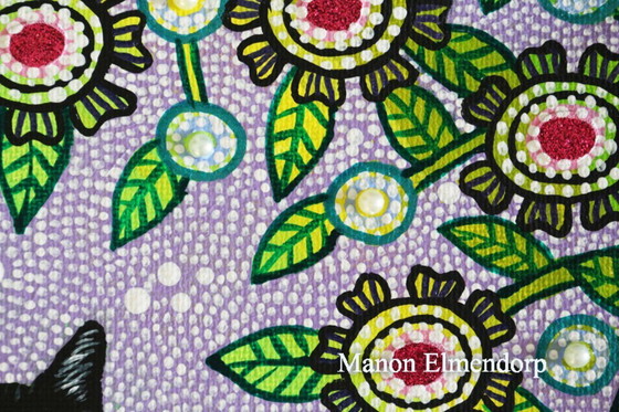 Image 1 of Uniek Handgeschilderd Schilderijtje Kat Nieuw 20x20 cm