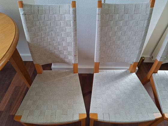 Image 1 of 3 woven IKEA dining chairs beige with wood