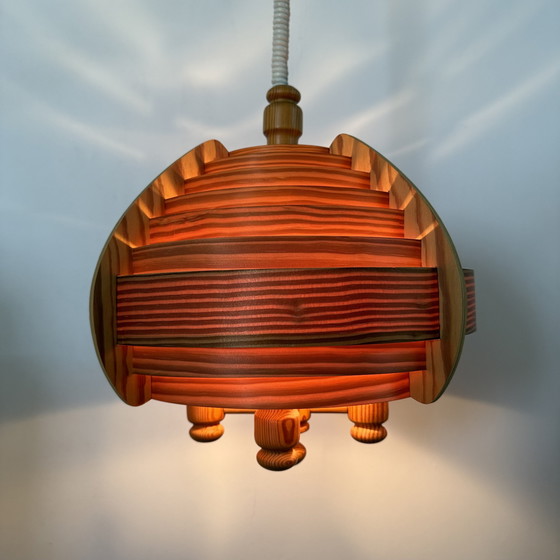Image 1 of Vintage swedish Hans Agne Jackobsson lamella hanging lamp , 1970s