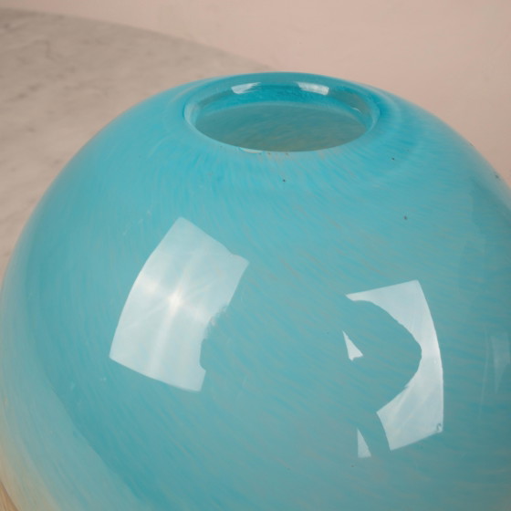 Vase en verre de Murano italien vintage Mid Century Aqua Bleu & Ivoire – Murano Glass, Mid Century Modern (photo 12 of 13)