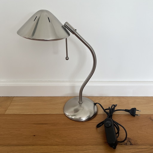 Lampe de bureau vintage Vandeheg à intensité variable – bureaulampen, Metal, Glass