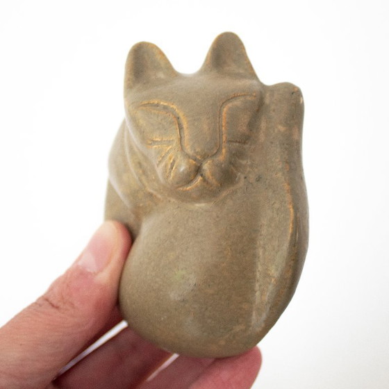 Image 1 of Small Sleeping Cat of Grey Ceramic