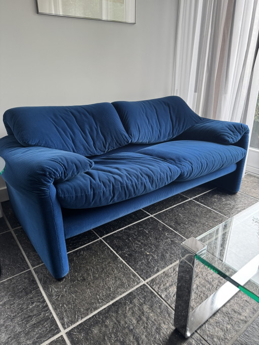 Divano a due posti Blue Cassina Maralunga – 2 zitsbanken, Velvet, Textile