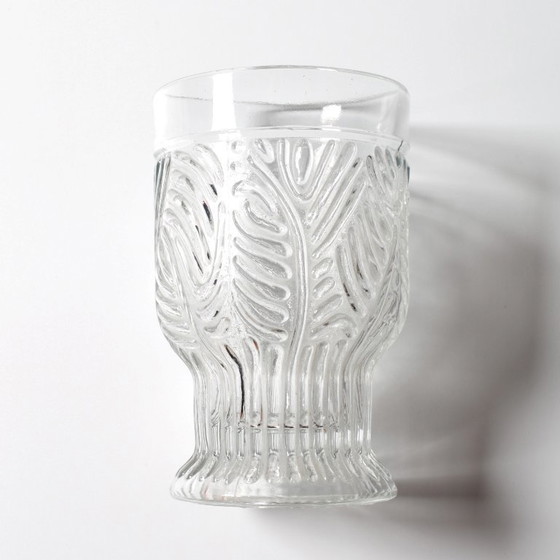 Image 1 of Set of 6 Mid-century Rare Pressed Glass Glasses / Libochovice / Czech Republic / 1981