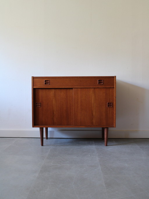 Vintage Danish Sideboard with Drawer and Sliding Doors in Teak
