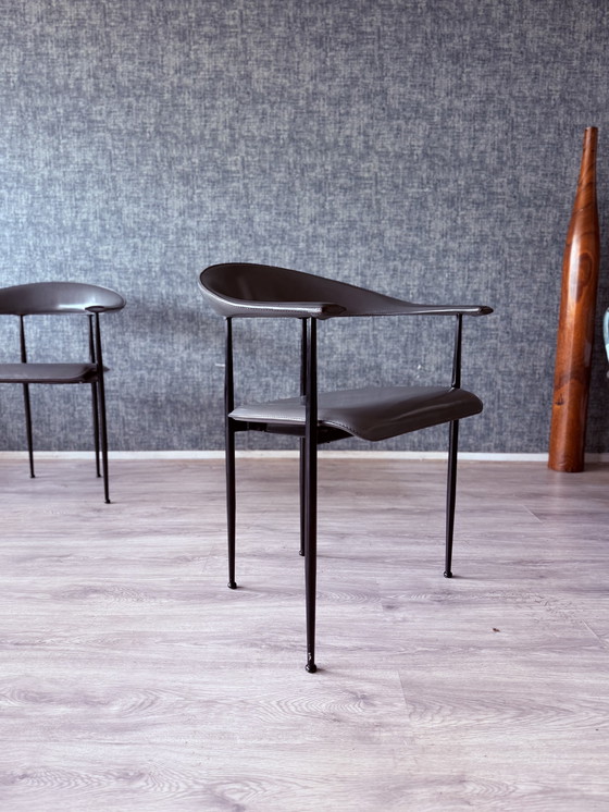 Image 1 of 4x poltrone vintage in pelle Fasem p40, Vegni & Gualtierotti, anni '90