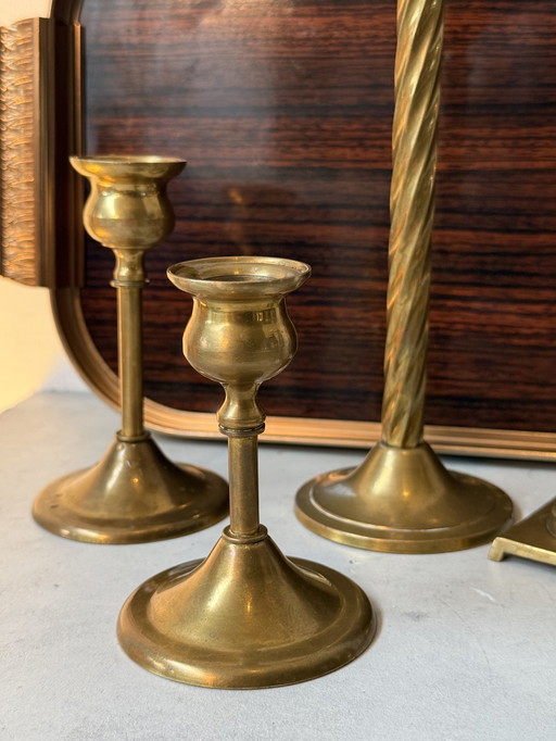 Set di candelieri vintage in ottone – mix – Hollywood Regency