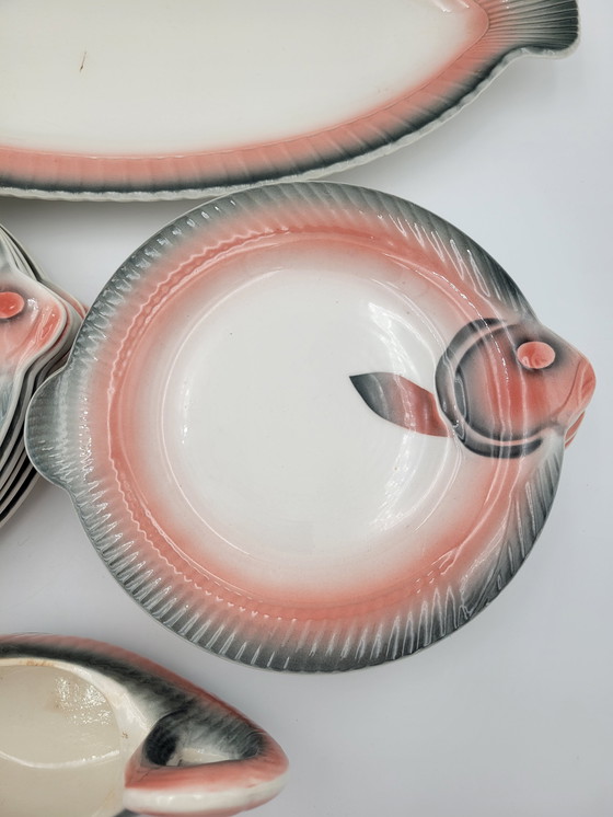 Image 1 of Service À Poisson En Porcelaine Vintage Digoin