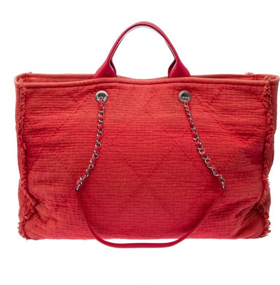 Image 1 of Borsa CHANEL Deauville in Tweed Rouge - 103429