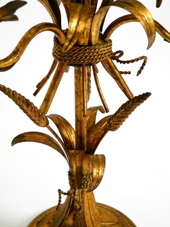 Image 1 of Preciosa lámpara de mesa floral original de los años 70 de Hans Kögl con forma de gavilla de trigo.