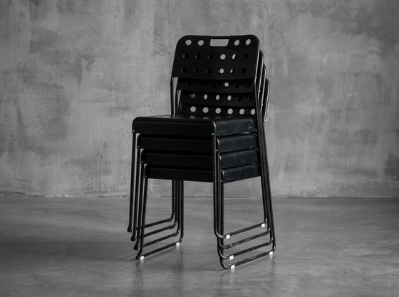 4 Original Vintage Black Omstak Chairs by Rodney Kinsman (Black Frame) – Bieffeplast, Dining chairs, Metal (photo 21 of 21)