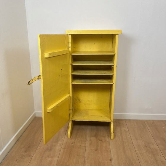 Image 1 of Vintage small workshop cabinet, pale yellow