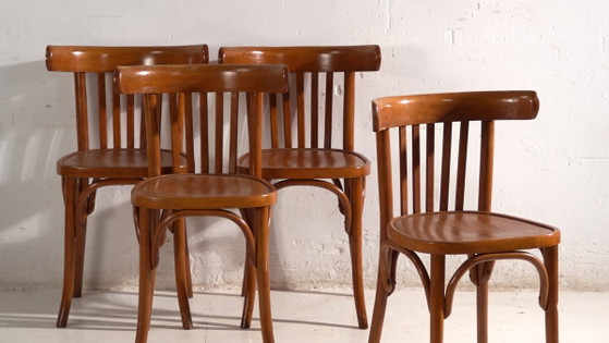 Set of 4 Antique chairs in Thonet style bentwood – Central Europe, circa 1930 #2 – Dining chairs (photo 3 of 40)