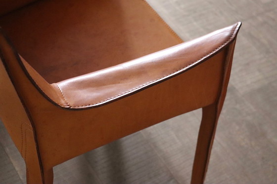 Image 1 of 6er-Set Cassina CAB Esszimmerstühle mit Armlehnen in cognacfarbenem Leder von Mario Bellini, Italien, 1970er Jahre