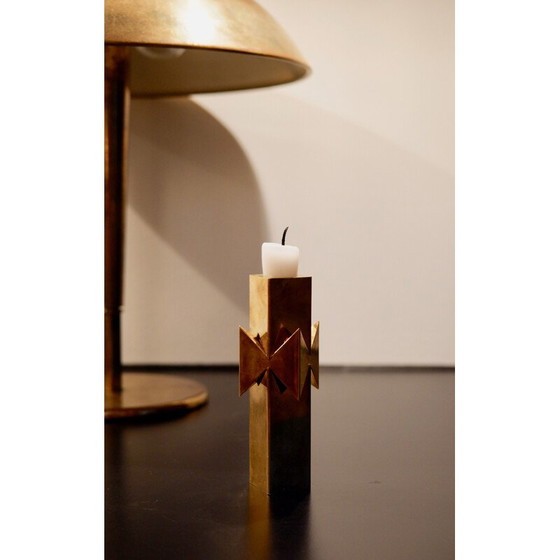 Image 1 of Vintage brass "Rosett" candlestick by Pierre Forsell for Skultuna, 1950