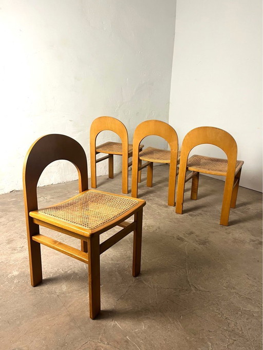 Ensemble de quatre chaises en cannage Arcadia par Tagliabue di Cascina Armata, 1970-80