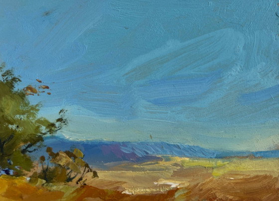Image 1 of Original Oil Painting Summer Field Landscape Comfort on the edge of the field