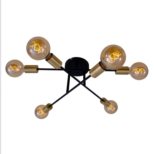 2er-Set Design-Deckenleuchten "Pale", drehbar, in Schwarz mit Goldakzenten und 6 Lichtern