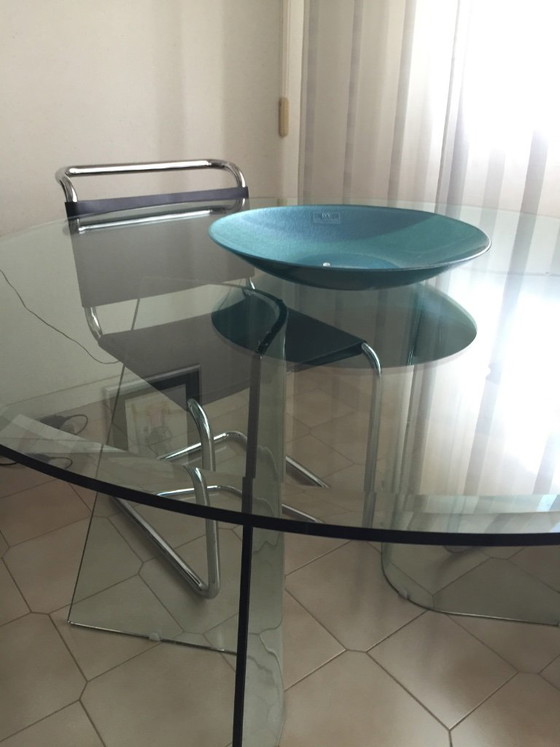 Original Cattelan Italia Round Glass Dining Table – 1980s/1990s Vintage – Crystal (photo 4 of 5)