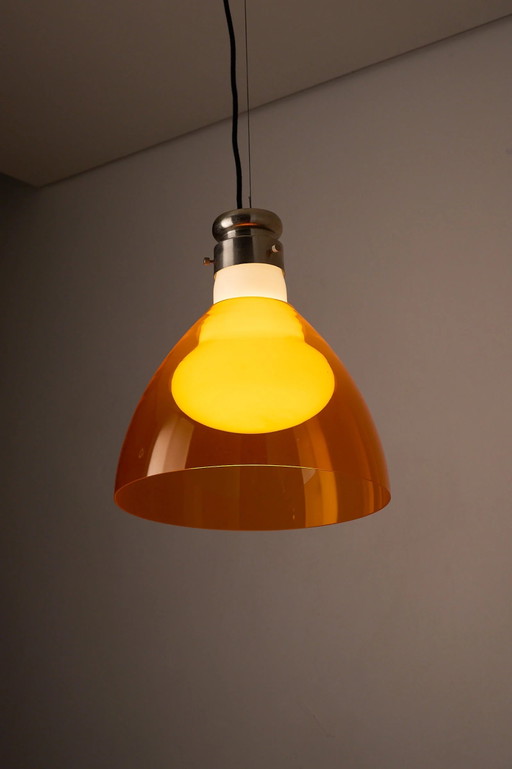 Lampada a sospensione Space Age in vetro soffiato di Vistosi, Italia, anni '70