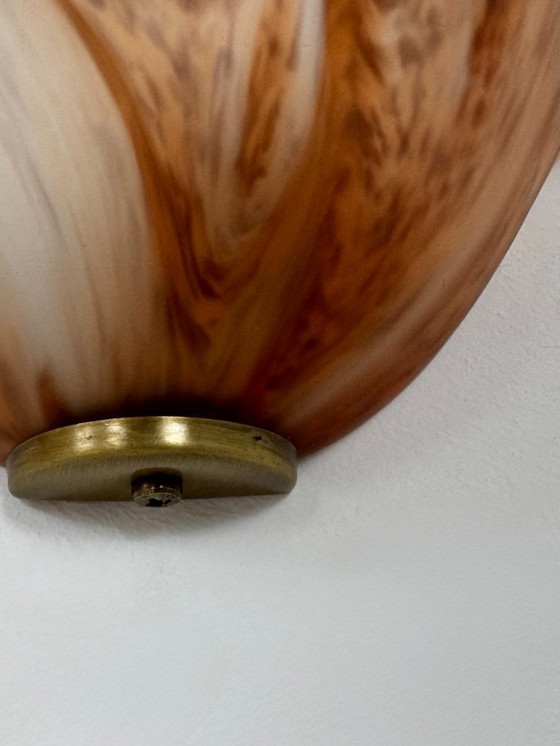 Image 1 of Coppia di applique vintage, vetro e ottone, Francia, 1970