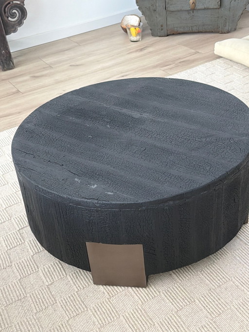 Shou Sugi Ban (also known as Yakisugi) coffee table made of burnt oak – salontafels, Metal, Wood