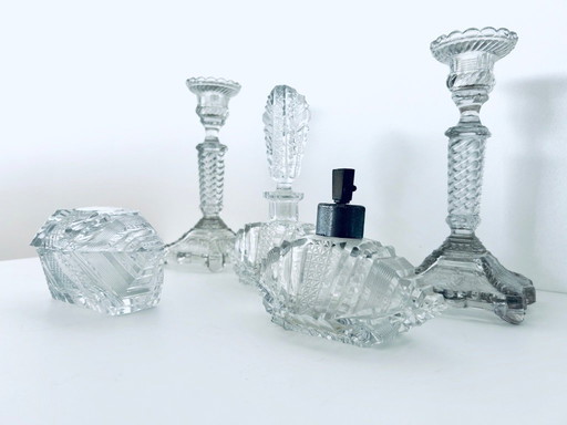 Val Saint Lambert - set d'armoire - set de parfum - verre en cristal - années 1920