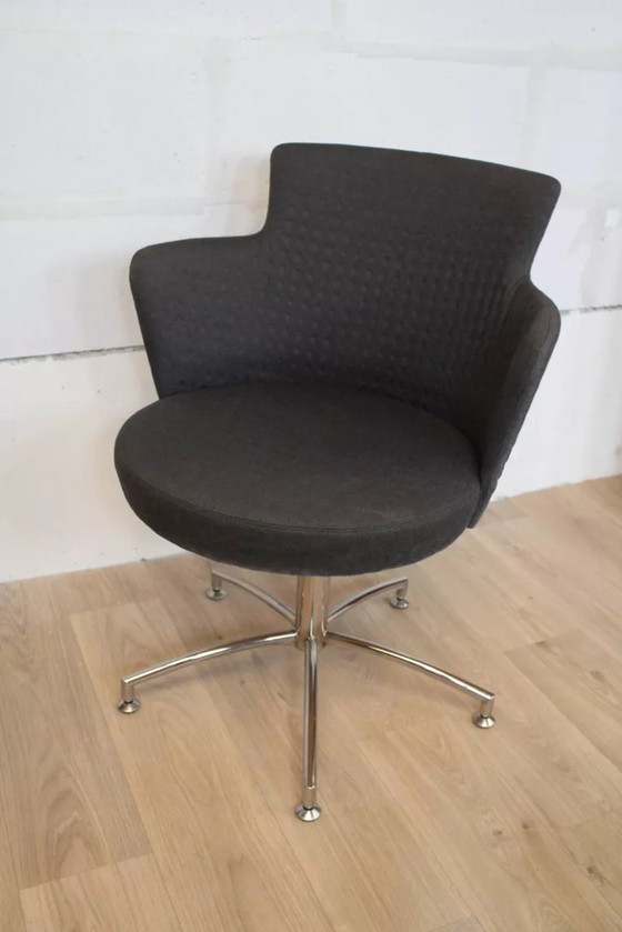 Image 1 of Vintage swivel armchair in axelson grey fabric for 2014 suede upholstery