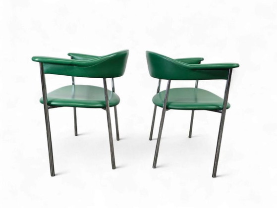 Image 1 of Ensemble de 2 chaises/fauteuils/méridiennes vintage vertes
