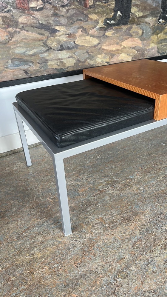 Image 1 of Harvink Sofabank, schwarzes Leder, Metall und Holz