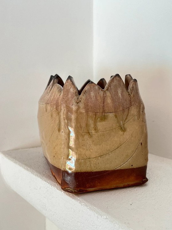 Image 1 of Glazed Earthenware Planter Signed - Handmade - Years 60-70