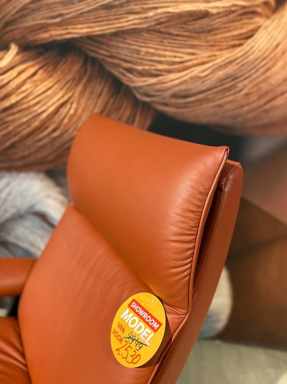 Stressless Aura L recliner, Adjustable recliner chair, Leather, Metal, Orange, Scandinavian (photo 9 of 10)