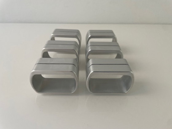 Image 1 of Set of 6 minimalist napkin rings / name card holders – aluminium design