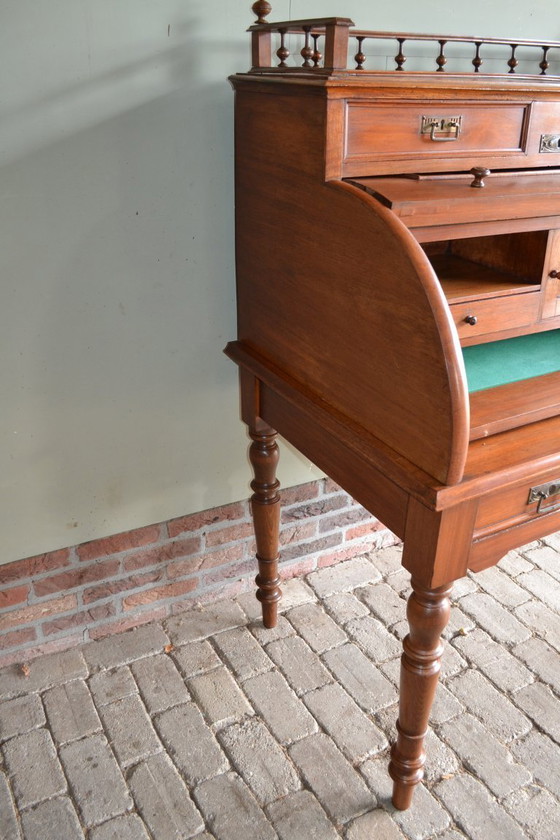 Image 1 of Antique walnut cylinder desk, secretary.