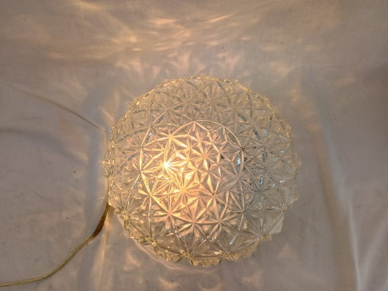Image 1 of Elegante vintage Franse plafondlamp, vlak gemonteerd, VIANNE, midden 20e eeuw