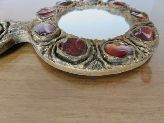 Image 1 of Espejo de Murano, Italia, Creaciones Gobesso, cristal de Murano y resina dorada, circa 1960