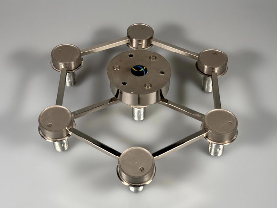 Image 1 of 1960s/70s ceiling or wall lamp, German style, ice glass, space age design