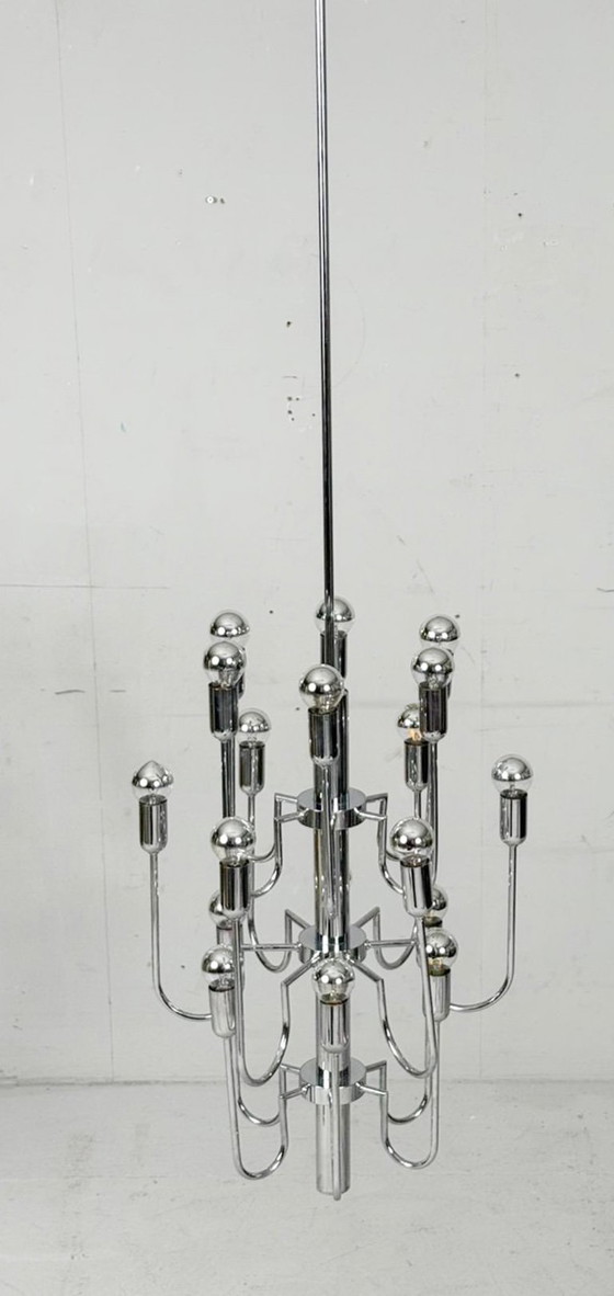 Image 1 of Mid-century chrome Sputnik chandelier by Gaetano Sciolari, Italy, 1970s