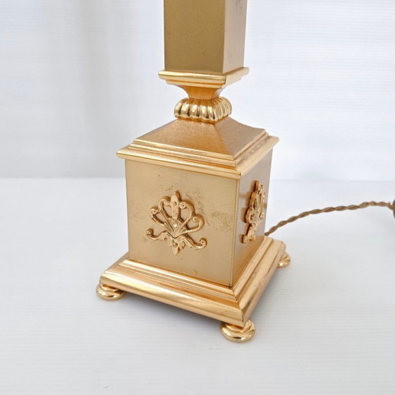 Image 1 of Vintage 1970s table lamp signed Sciolari, bronze and gilt brass, 70s