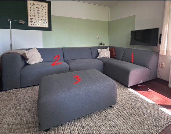 Steel Blue Corner Sofa with Ottoman by Bodilson – Textile (photo 5 of 5)