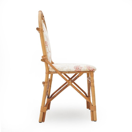 Image 1 of 4 Rattan and Fabric Chairs by Achille Ripamonti, 1980s