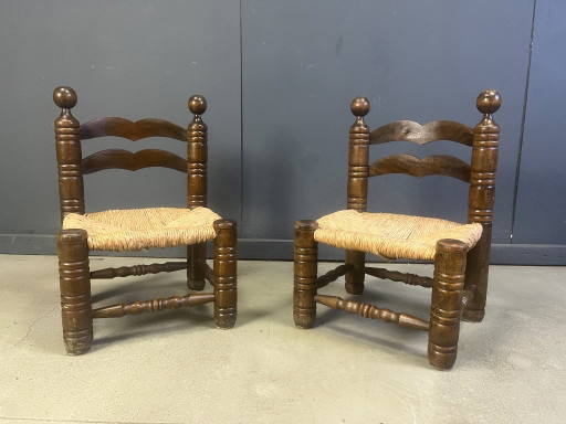 Charles Dudouyt (attr) brutalist children chairs, set of 2, 1960s