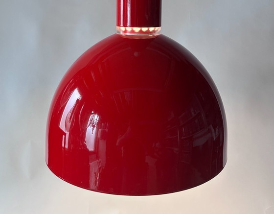Image 1 of Vintage Joakim Fihn voor Belid – Set van 2 “Hero” pendellampen T1048 – rood gelakt metaal