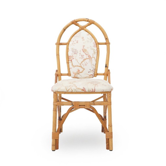 Image 1 of 4 Rattan and Fabric Chairs by Achille Ripamonti, 1980s